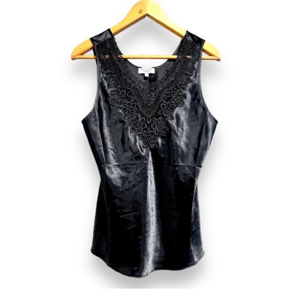 Vintage 90s Black Floral Lace Camisole Women’s Size Medium Party Whimsigoth EUC